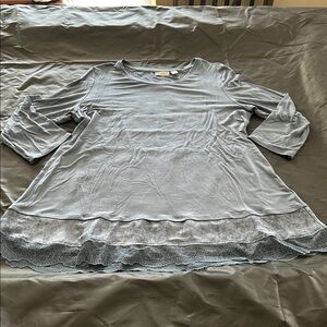 LOGO by Lori Goldstein Soft Gray Tunic with Layered Hem